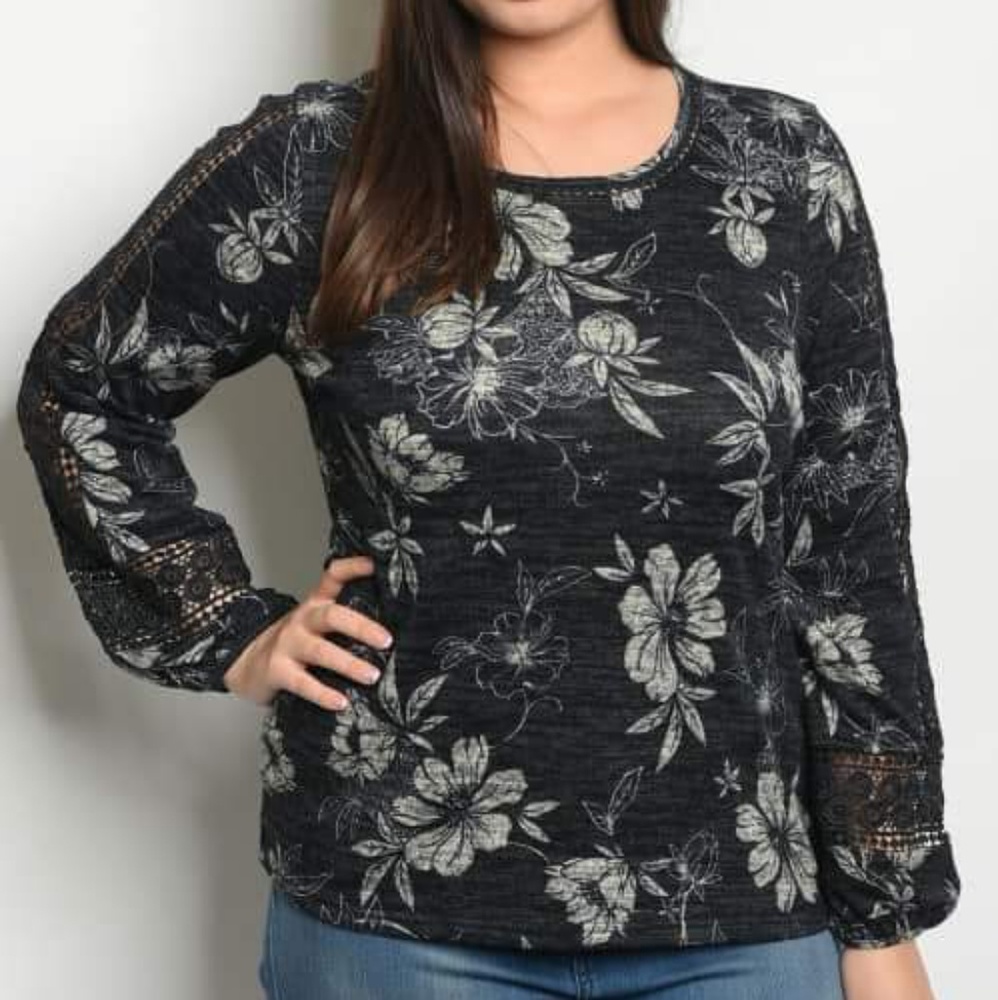 New Junior's Boutique Black/gray floral crochet